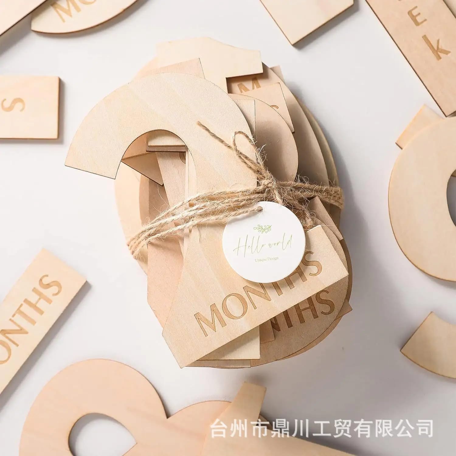 Pack of 14 Milestone Wooden Numbers for Baby Monthly Photoshoot